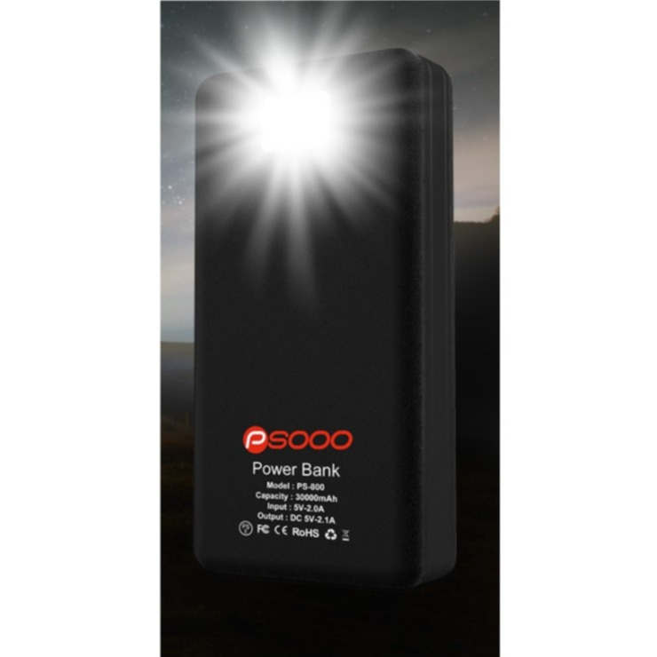 10000mAh Solar Powerbank mit 4x USB A Anschluss   LED Taschenlampe - Schwarz / Orange