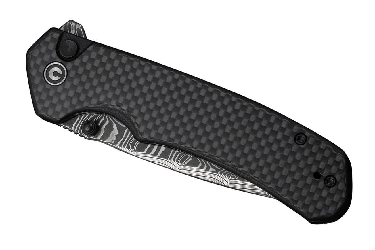 Civivi Brazen Button Lock C19059C-DS1 Damascus, G10 Carbonfiber Overlay, zakmes