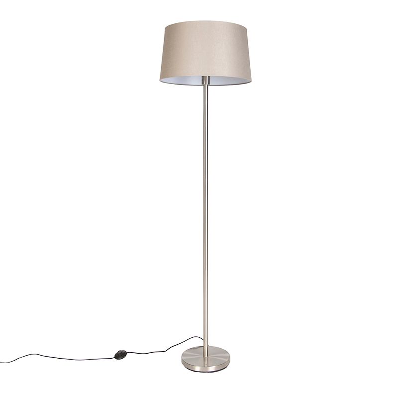 Moderne vloerlamp staal met taupe kap 45 cm - Simplo