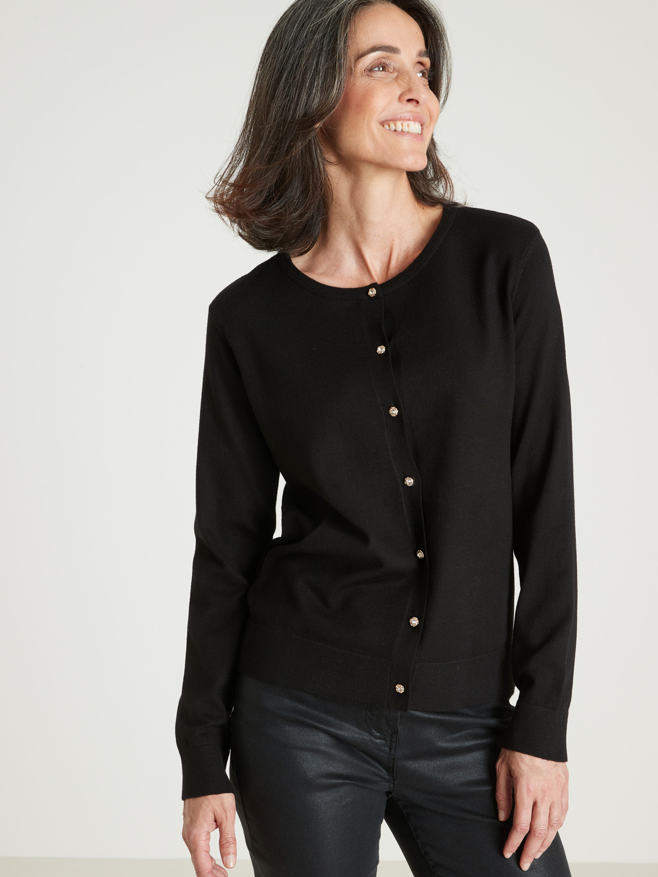 Cardigan élégant boutons-bijoux