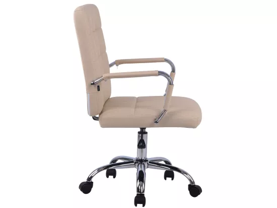 Chaise de bureau - Similicuir & Métal chromé - Crème - Deli PRO