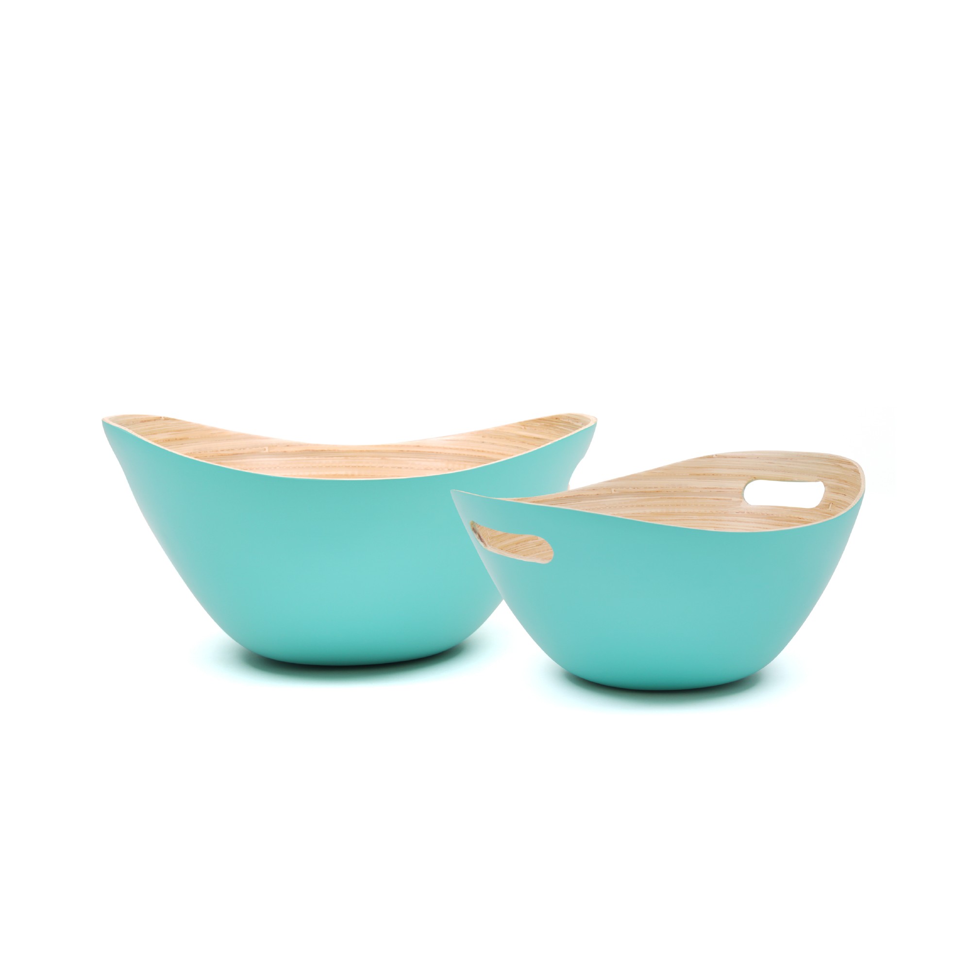 Bambusschale 'Wave' M, türkis, B 25 cm, L 21 cm, H 12 cm von fischer's lagerhaus