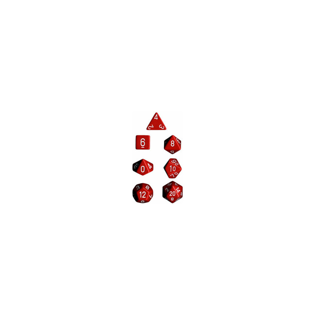 Set de 7 Dés - Opaque - Rouge / Blanc (Chessex 25404)