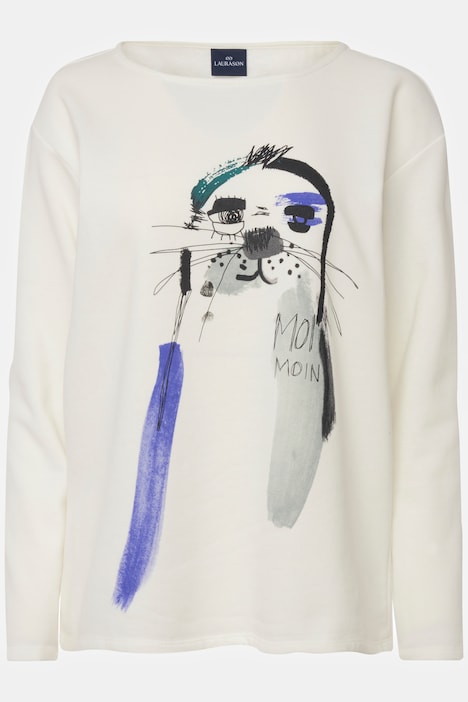 Sweatshirt, oversized, Robben Print, Rundhals, Langarm