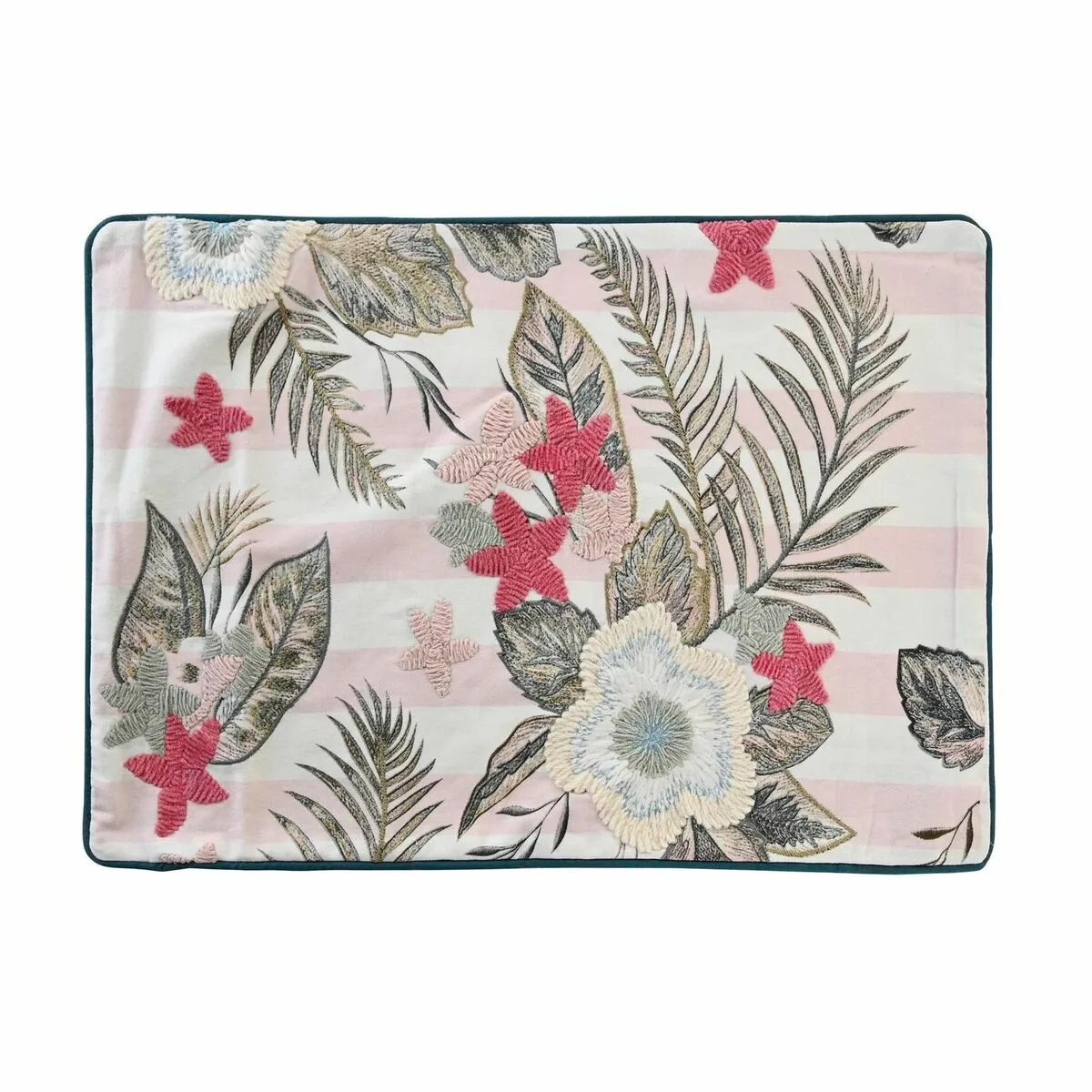 DKD Home Decor Housse de coussin Rose Vert Tropical