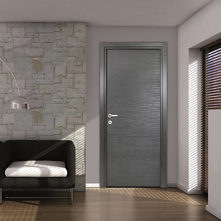 Bloc-porte Summa gris H.204 x l.73 cm, poussant droit