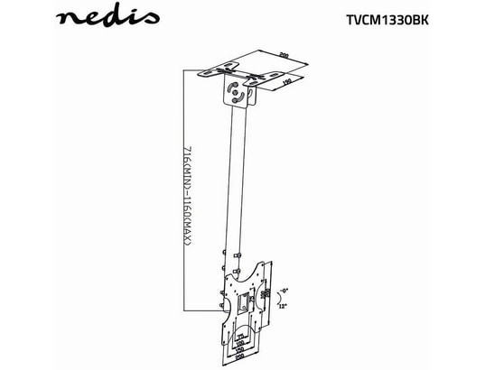 NEDIS - Support plafond TVCM1330BK - Mobilité Intégrale TV 26-42
