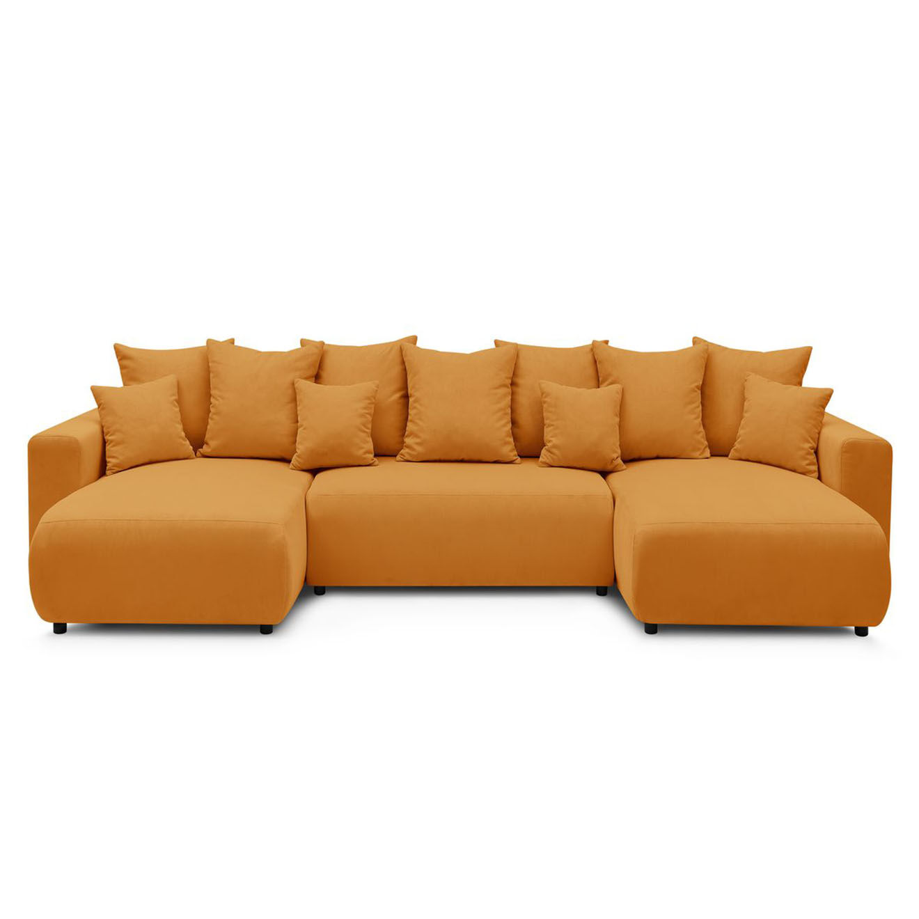 Bobochic Canapé panoramique convertible coffre velours côtelé envy jaune - 386x153x95 cm