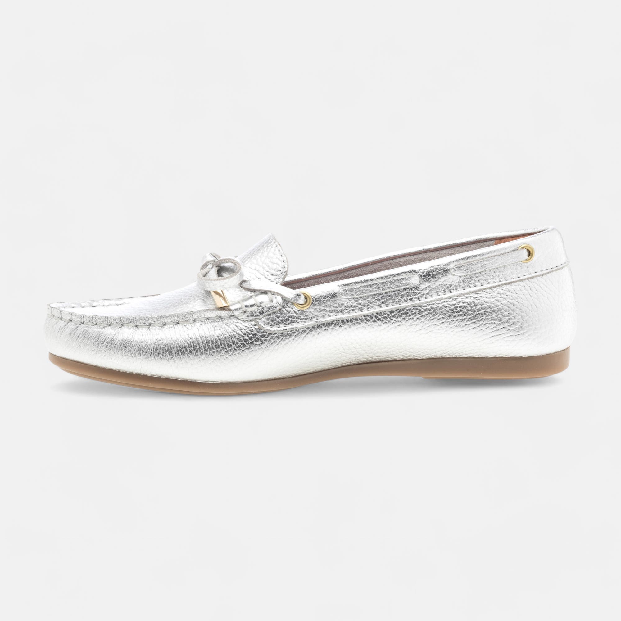 Mocassins Femme en cuir argent