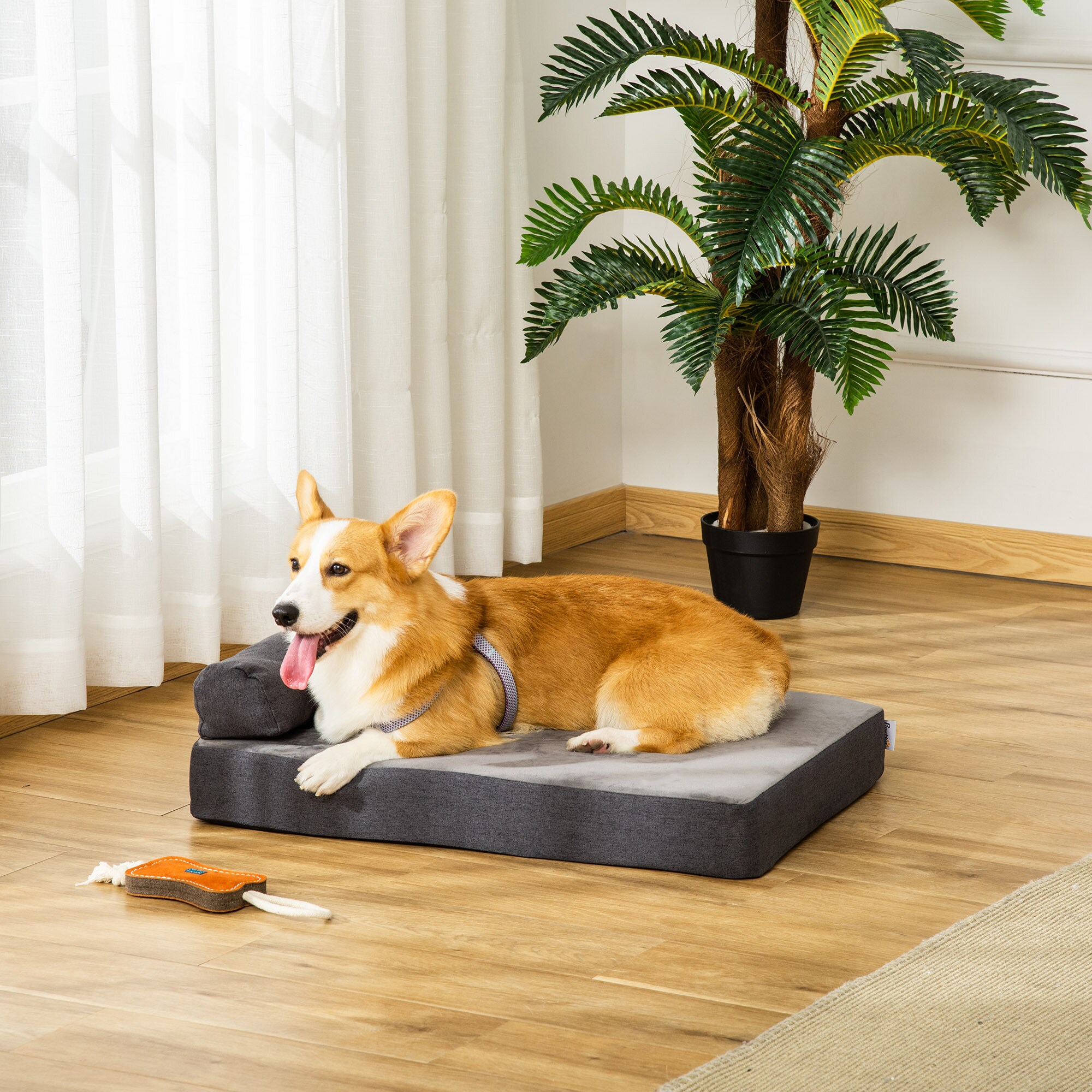 PawHut Hundebett mit abnehbarem Bezug grau 60L x 55B x 20H cm
