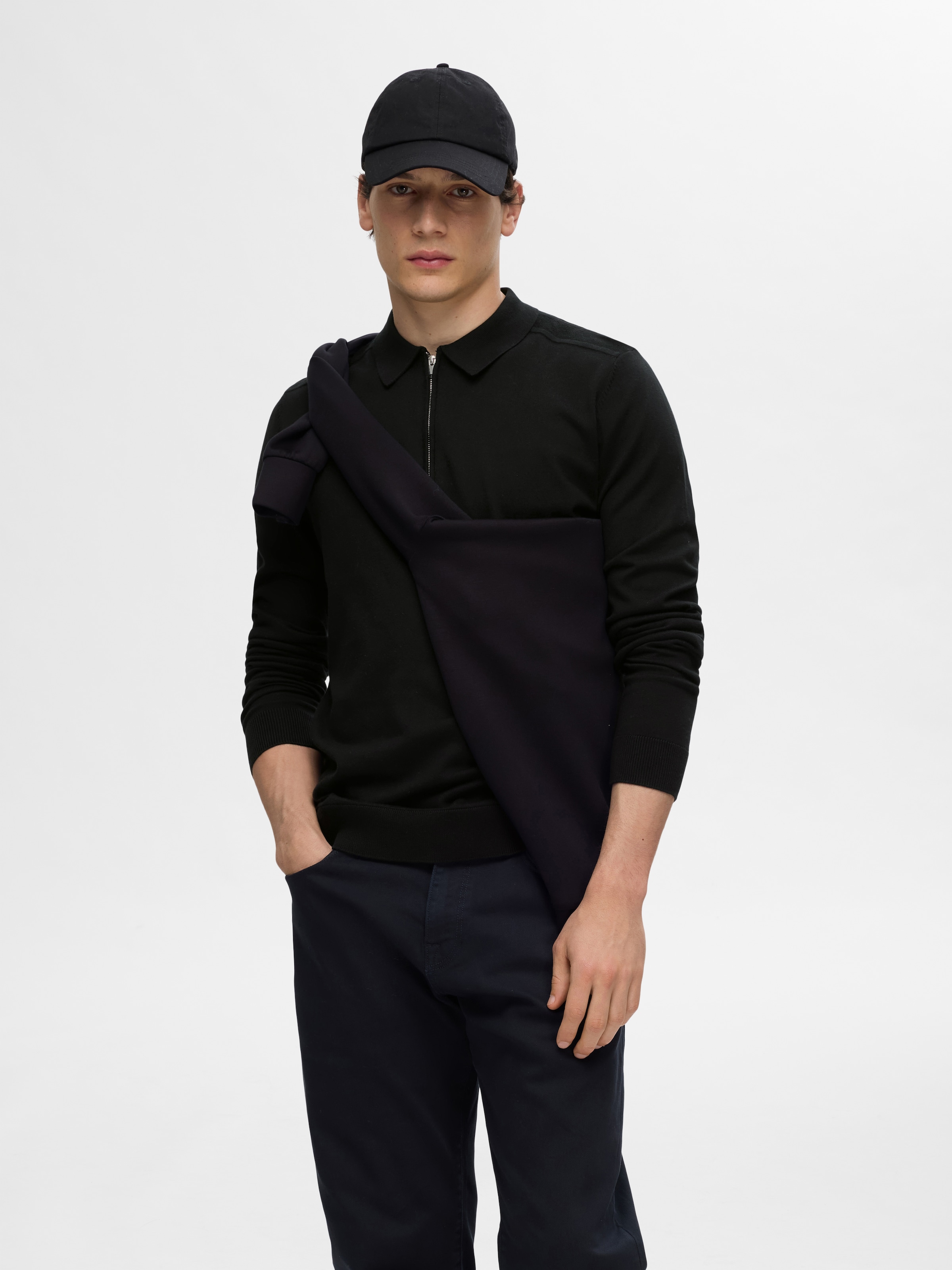 SELECTED Polokragenpullover »SLHBERG LS HALF ZIP POLO NOOS«