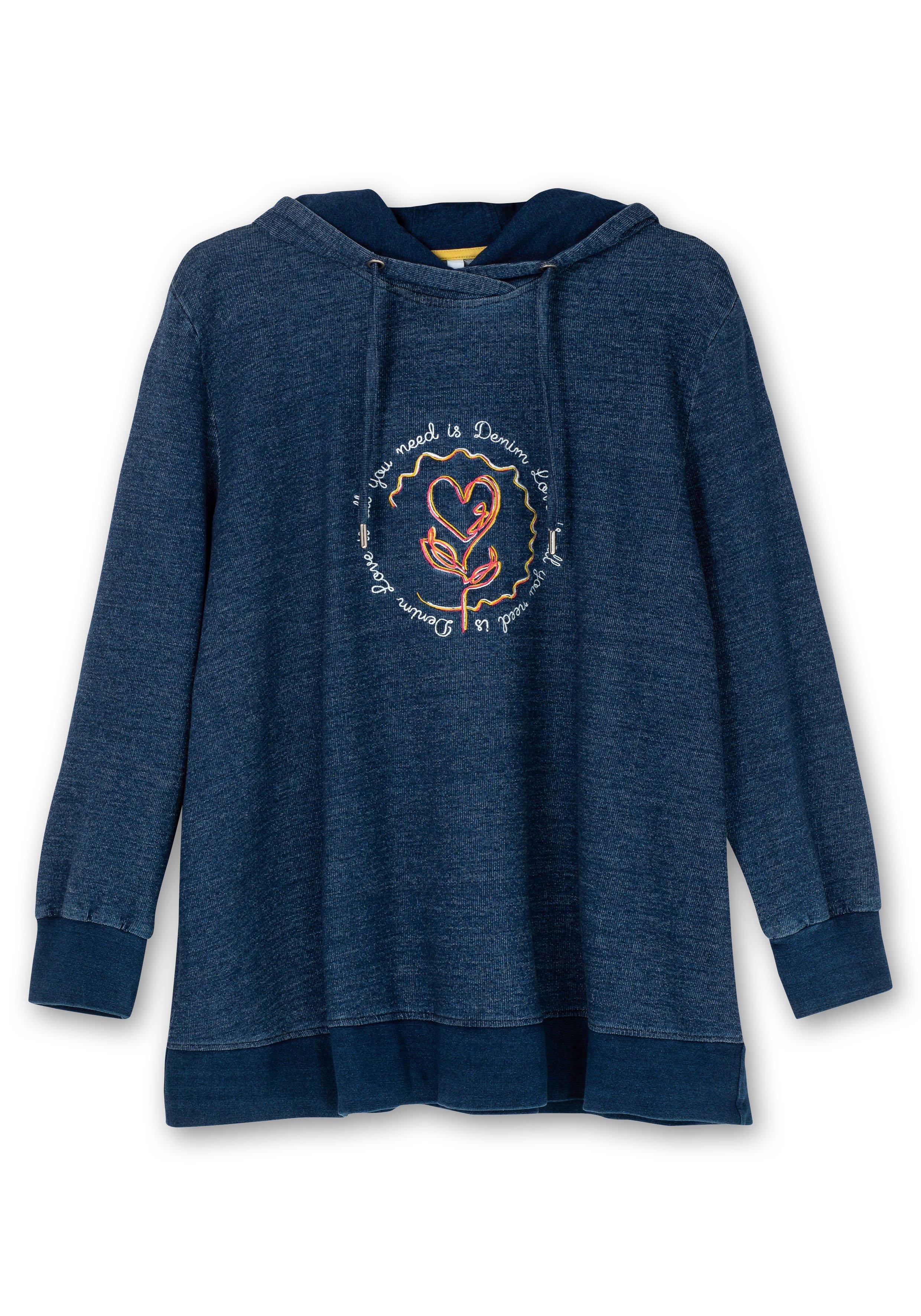 Sweatshirt in Denimoptik, mit Frontstickerei
