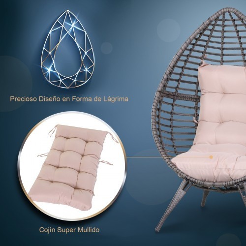Poltrona de jardim Outsunny com encosto marrom