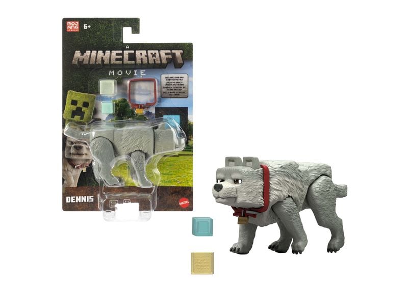 Mattel Minecraft Dennis der Wolf Actionfigur und Zubehör 8 Kinderspielzeugfigur