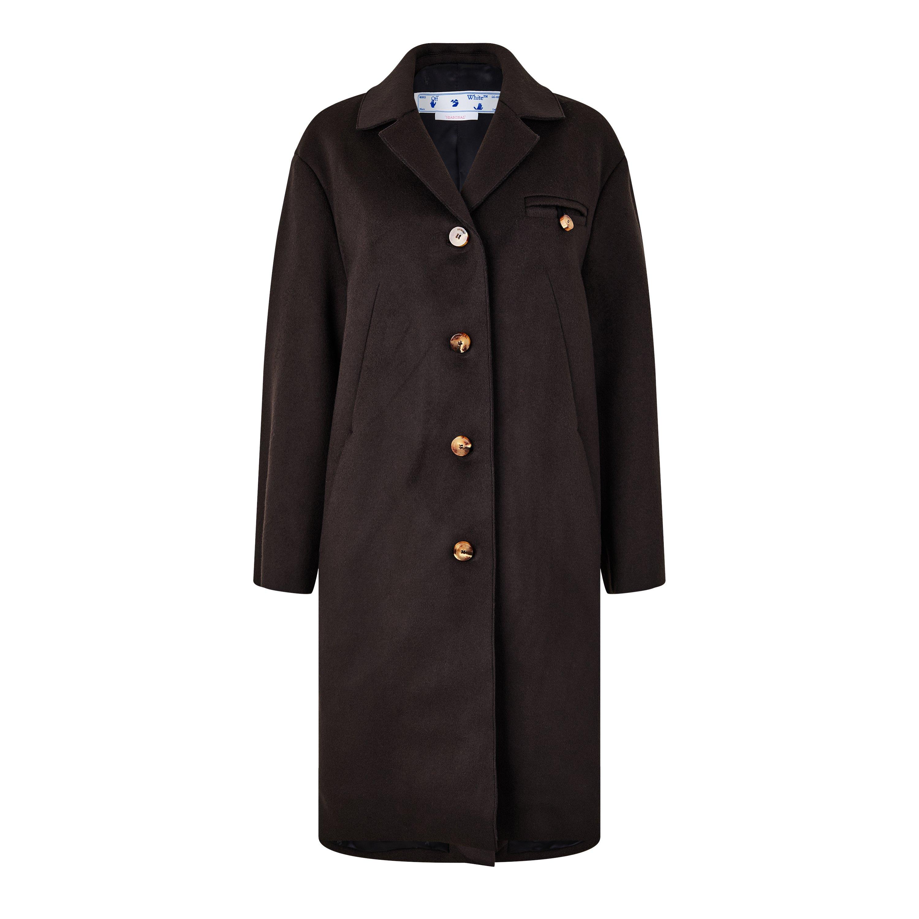 Off White Brushed Virgin Wool Blend Coat