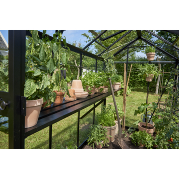 Tuinkas Royal Well Birdlip 48 zwart gecoat met 3mm veiliheidsglas