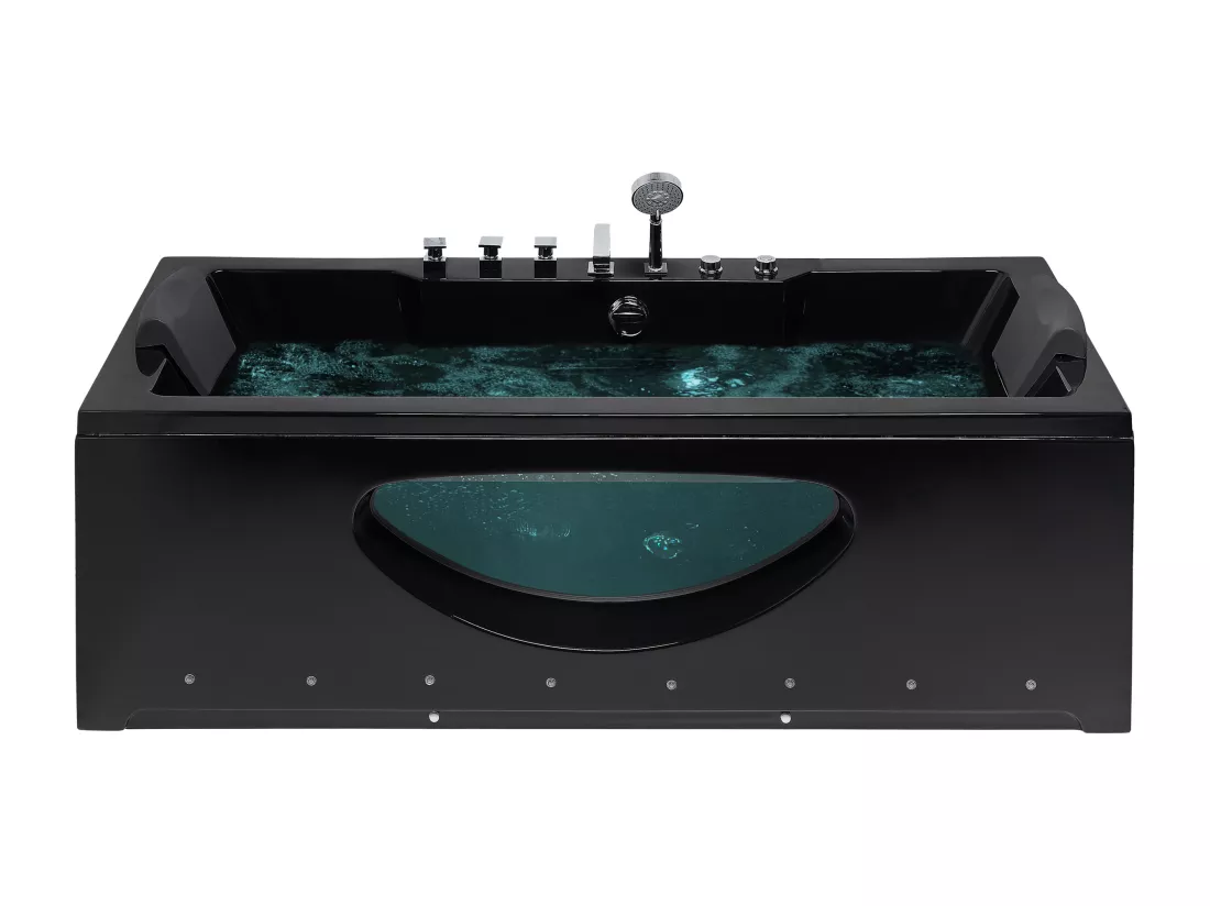 Baignoire balnéo noire 170 x 80 cm avec LED HAWES