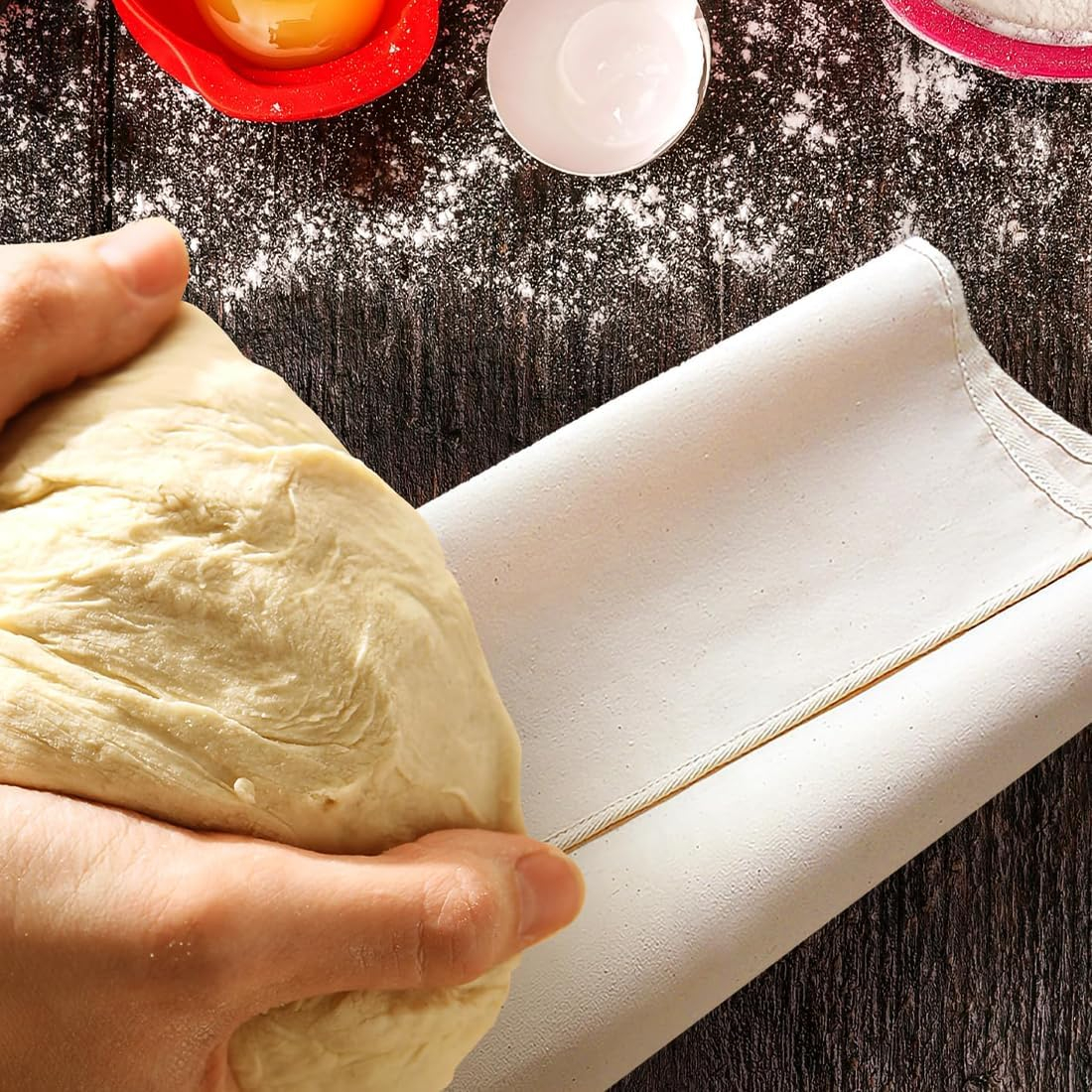 (45x77cm) Leinen Brot Tuch Teig Gärtuch Zubehör zum Backen - Weiss
