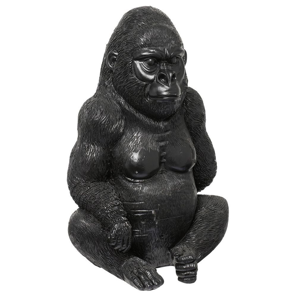 Gorille assis en résine noir H34cm