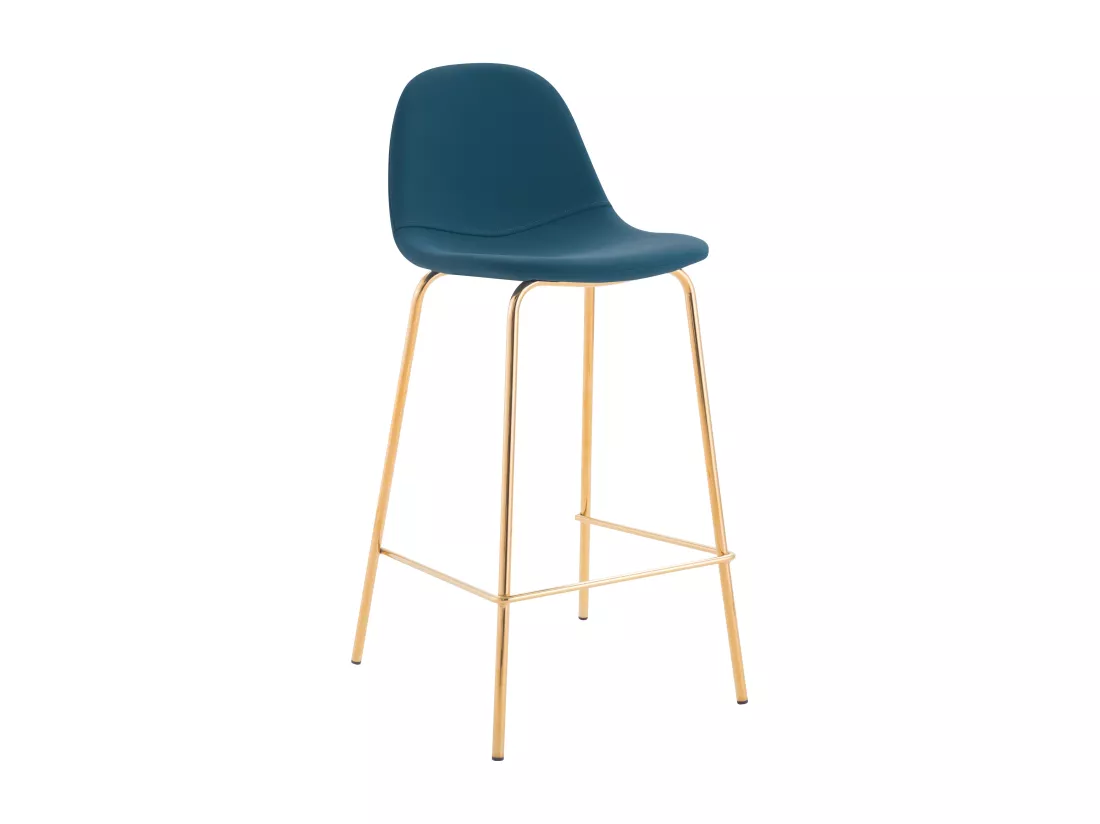 Lot de 2 chaises pour îlot central 65 cm en cuir synthétique bleu - Henrik