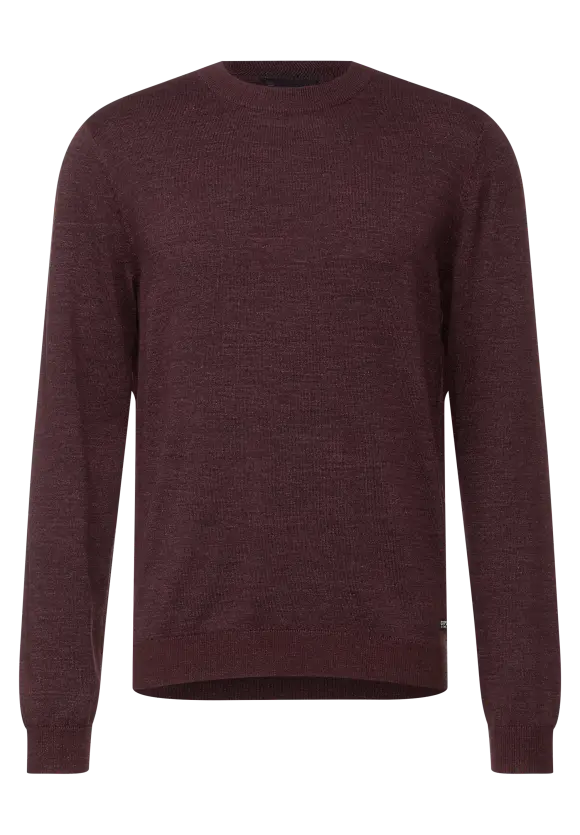 Basic Strickpullover - burgundy red melange