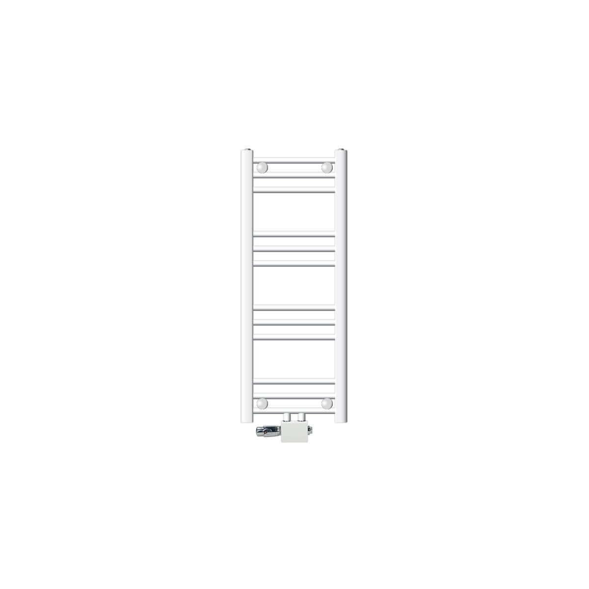 ECD Germany Badkamerradiator, Middenaansluiting, 300 x 800 mm, Wit, Recht, met Thermostaat en Aansluitset, Universele Hoek- en Doorloopvorm - Radiator, Verwarming, Handdoekwarmer, Handdoekdroger
