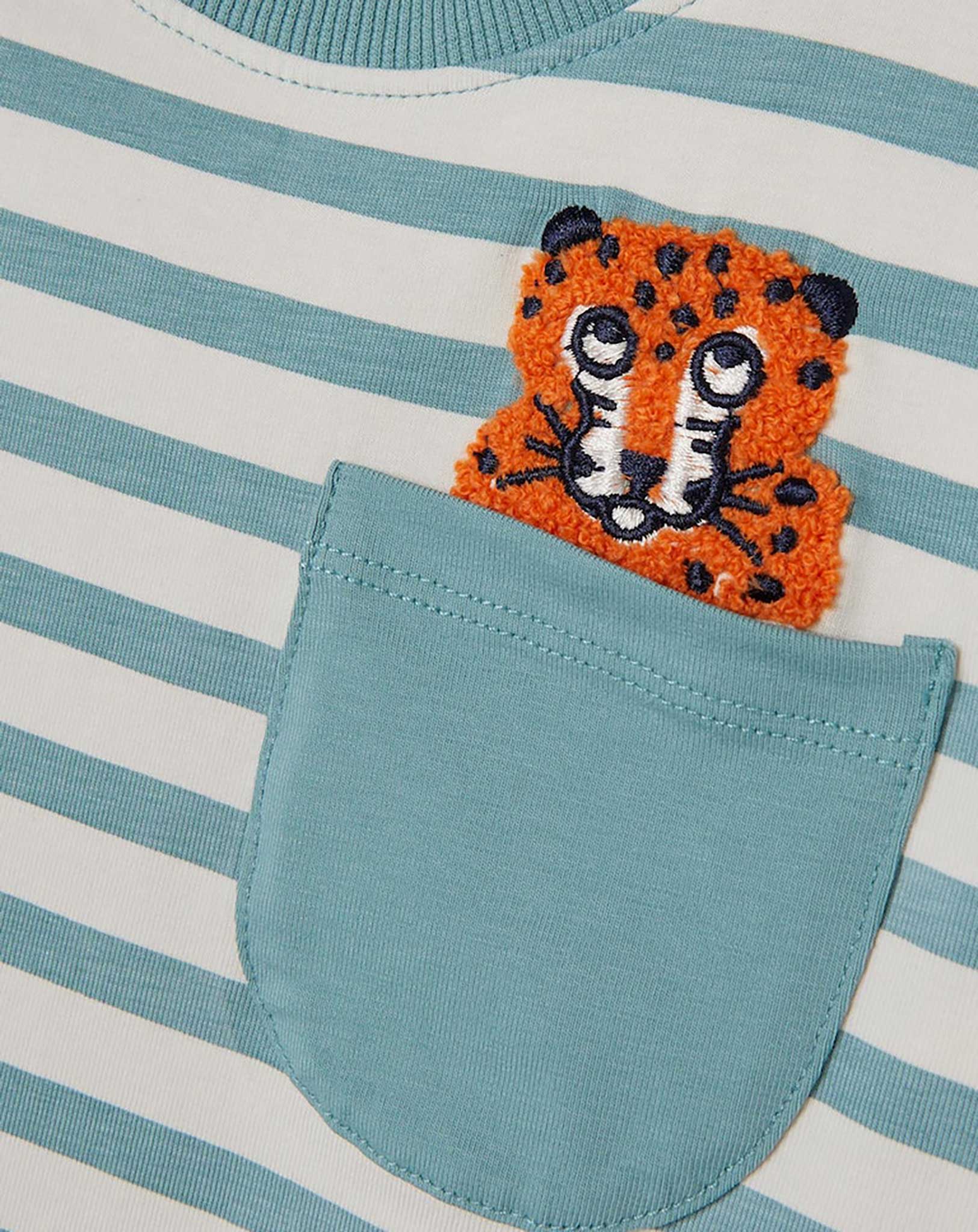 T-Shirt NMMDOW TIGER STRIPES in mineral blue