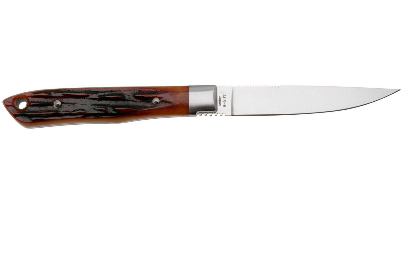 Moki Bird and Trout 535ANZ Satin AUS8, Jagged Bone, vaststaand mes