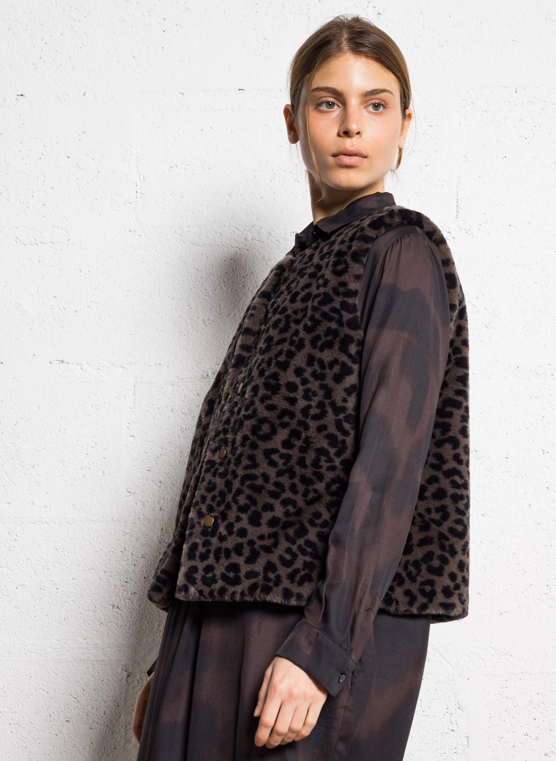 BROOKLYN - Veste sans manches effet fourrure | Noir