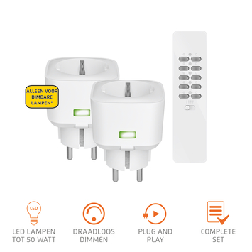 KlikAanKlikUit Stopcontactdimmer 2 stuks met Afstandsbediening ACC-250R