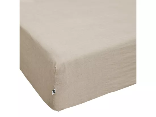 Drap housse 160 x 200 x 30 cm en lin lavé sable - LUISA