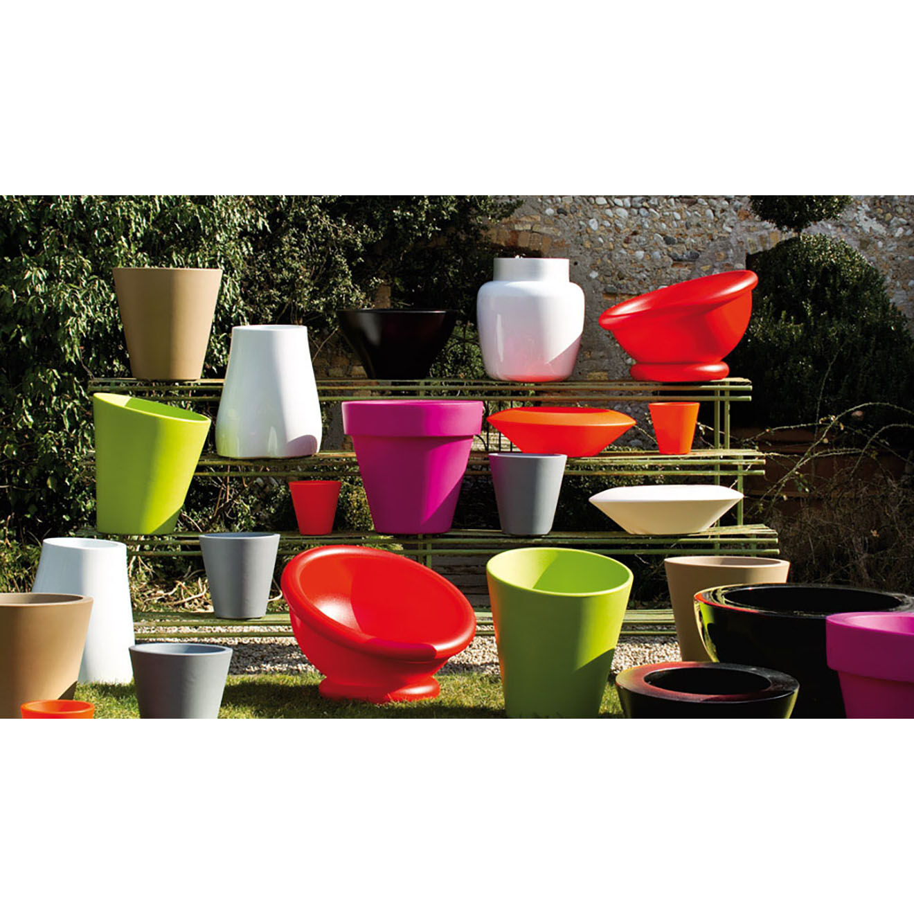 Serralunga Pot en orbite design par alberto meda vert paon - D.68x20 cm