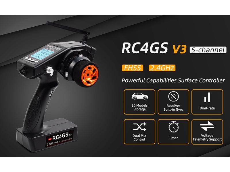 RadioLink Fernsteuerung RC4GS V3 2.4 GHz, 5 Kanal, mit Empf 5-Kanal Sender für RC Fahrzeuge, inklusive Empfänger
