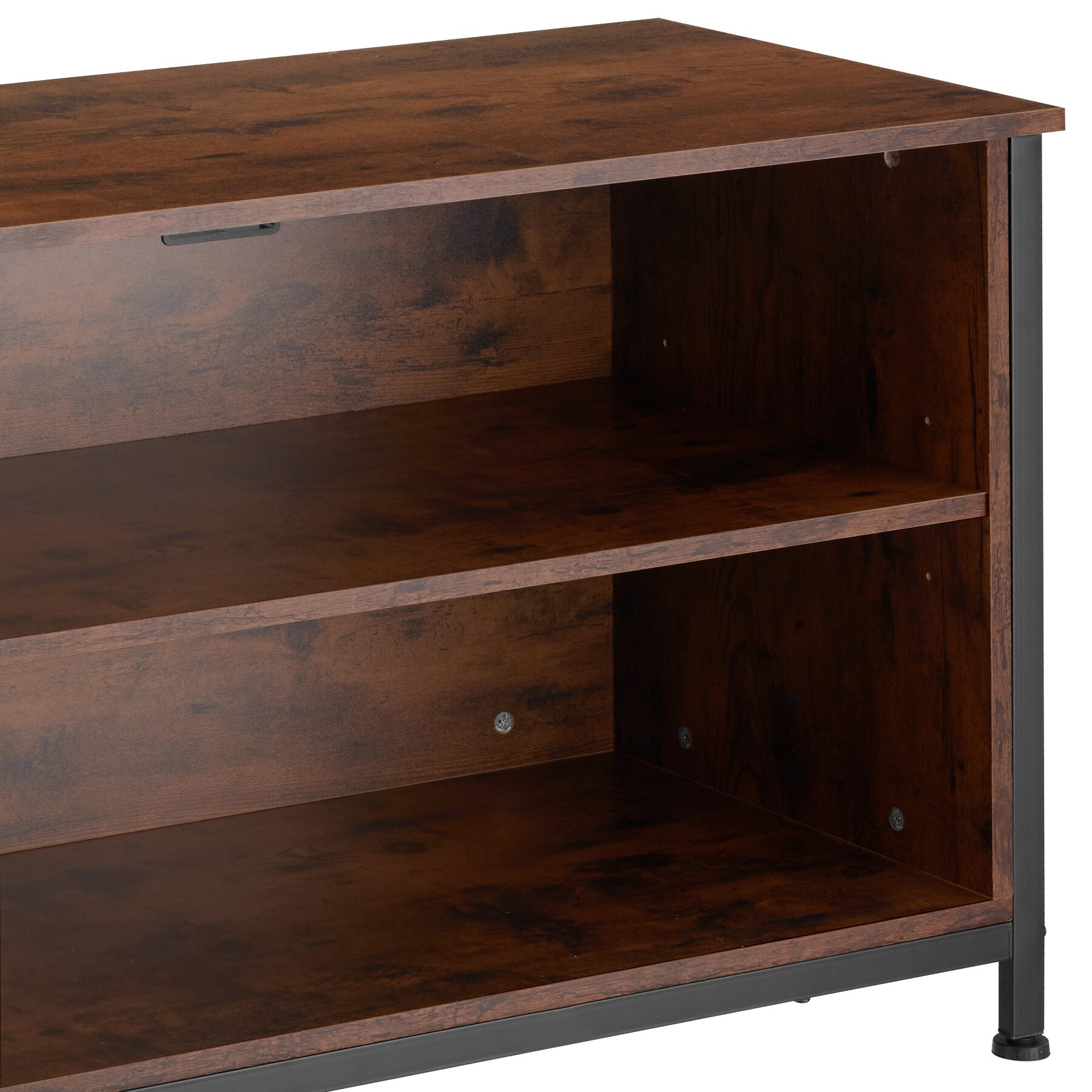 tectake® Sideboard, Industrial Style, 4 offene Fächer, 2 verstellbare Einlegeböden, 4 Kabelaussparungen, 147 x 41 x 60,5 cm