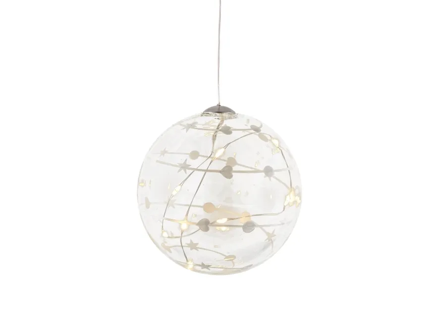 Sirius Home Sweet Christmas Ball, Dekorativ lysfigur, Transparent, Glas, 8 pære(r ), LED, Batteri