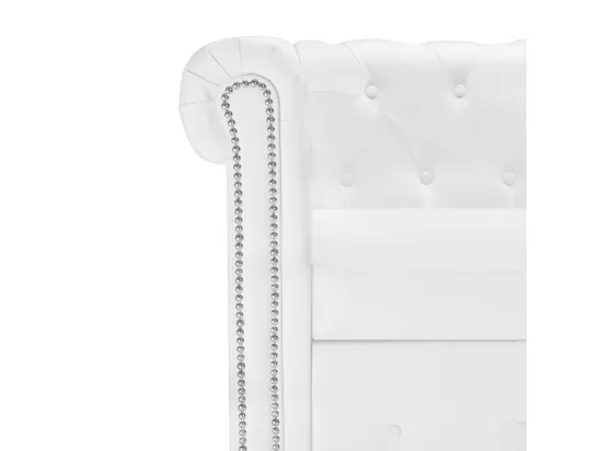 Canapé Chesterfield en forme de L cuir synthétique blanc
