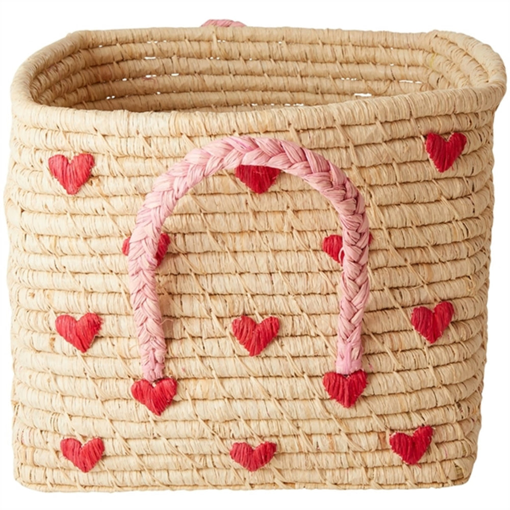 Hearts Firkantet Raffia Kurv - Rice → Luksusbaby.dk
