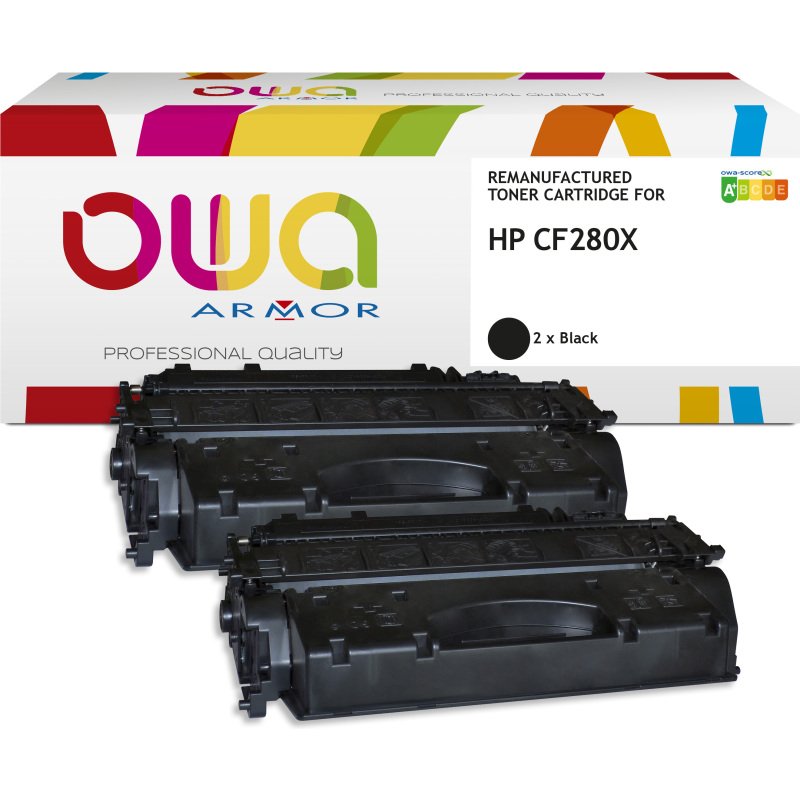 Pack de 2 toner remanufacturé OWA - haute capacité - Noir - pour HP CF280X