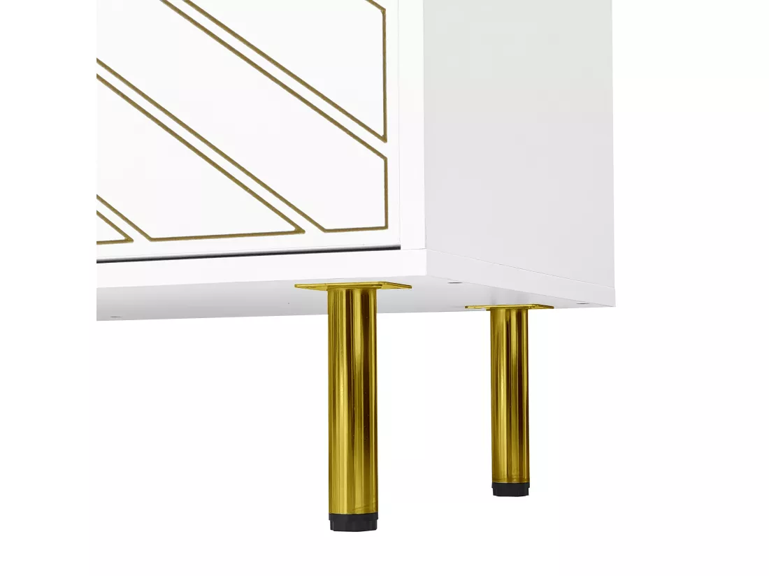 Meuble TV L 170cm - 4 portes - panneaux de particules & MDF - Blanc