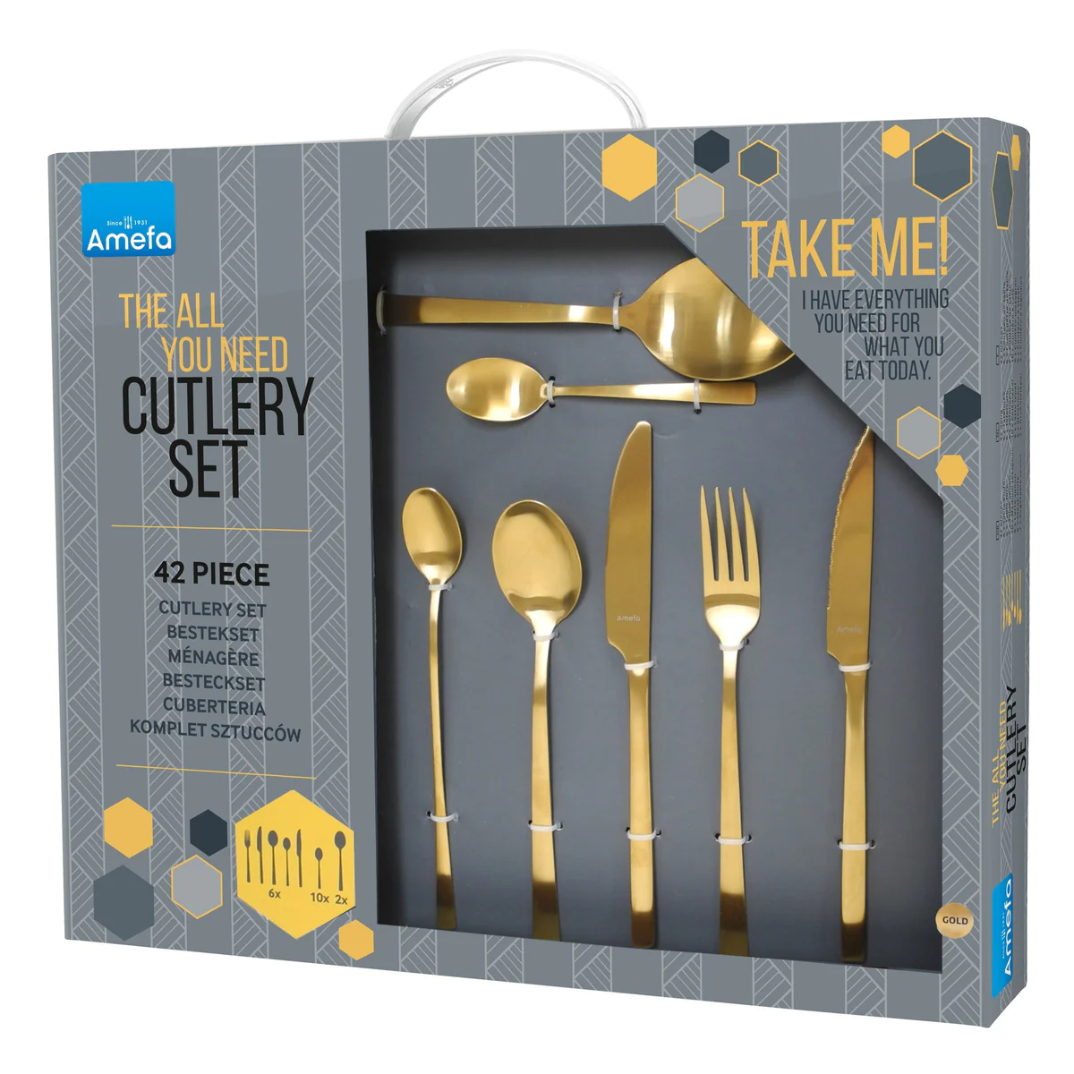 Manille Doré - Coffret cadeau 42 pièces Amefa