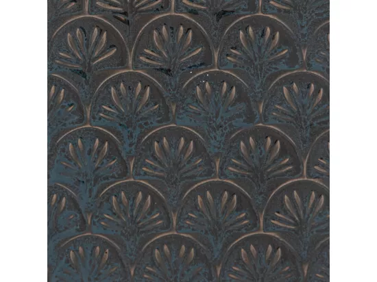 Vase en Céramique émaillée Bleu motif en relief D 11 x H. 24,5 cm