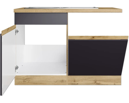 Held Furniture wastafelkast inclusief spoelbak PISA BxDxH 120x60x86 cm grijs mat gedemonteerd scharnier omkeerbaar (links of rechts te monteren)