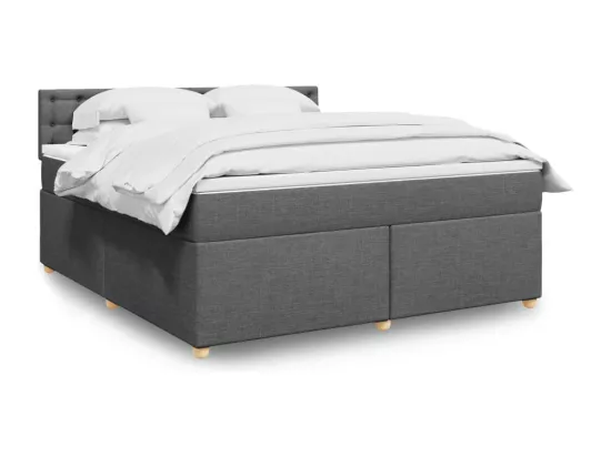 Sommier à lattes de lit avec matelas Gris foncé 180x200cm Tissu