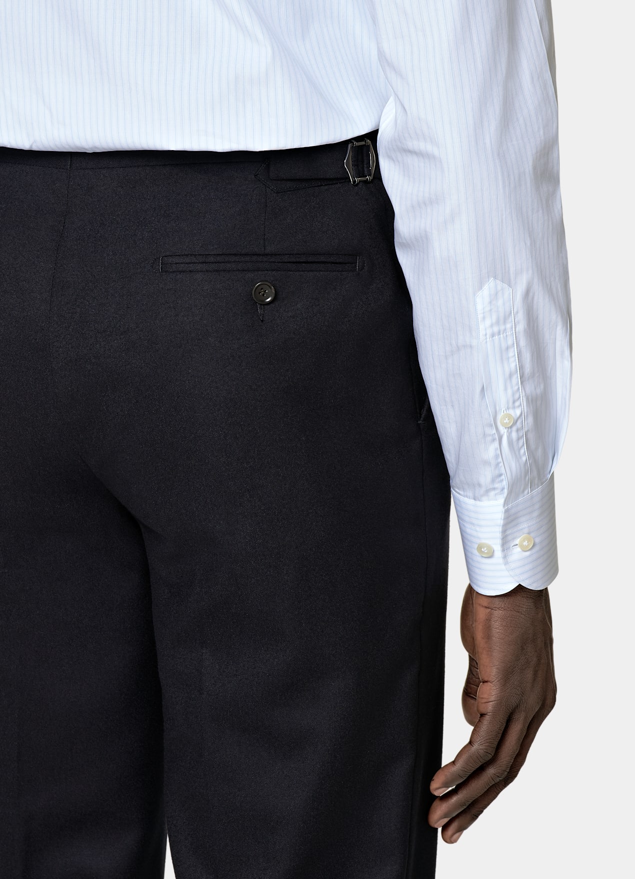 Chemise coupe ajustée en popeline bleue à rayures
