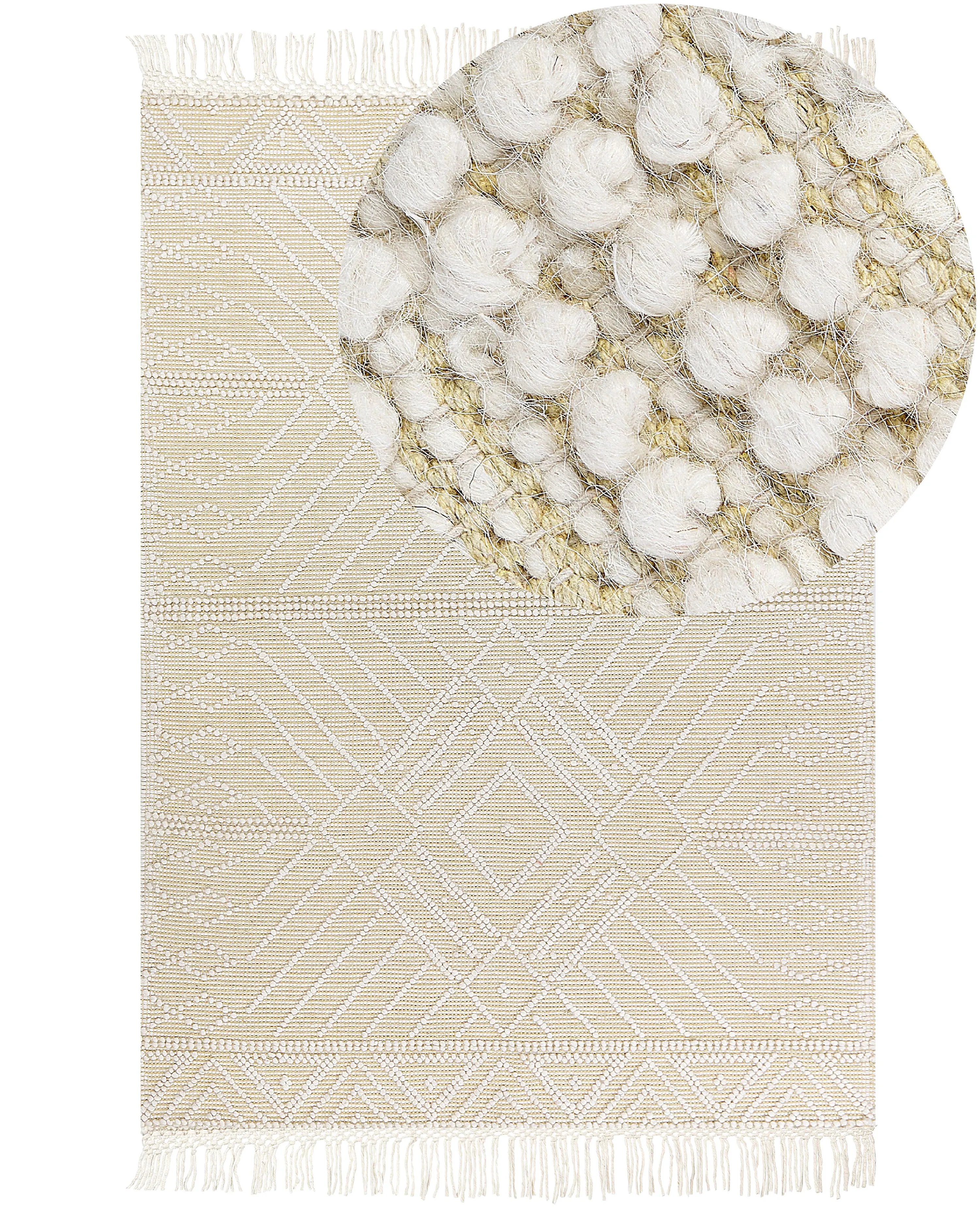 Vloerkleed MAVIKENT Beige 160 x 230 cm Wol