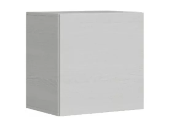 Armoire lit 120x190 escamotable avec colonne de rangement et éléments hauts avec mobilier bois frêne blanc Kanto