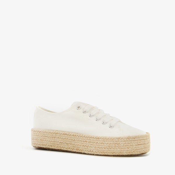 Blue Box witte dames sneakers met jute details