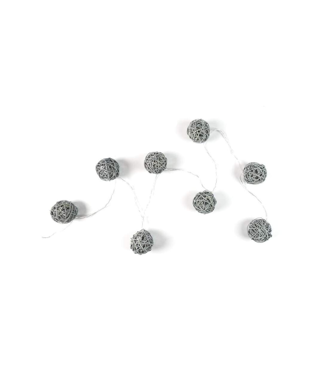 Paris Prix - Guirlande Lumineuse 8 Led boule Rotin 156cm Gris