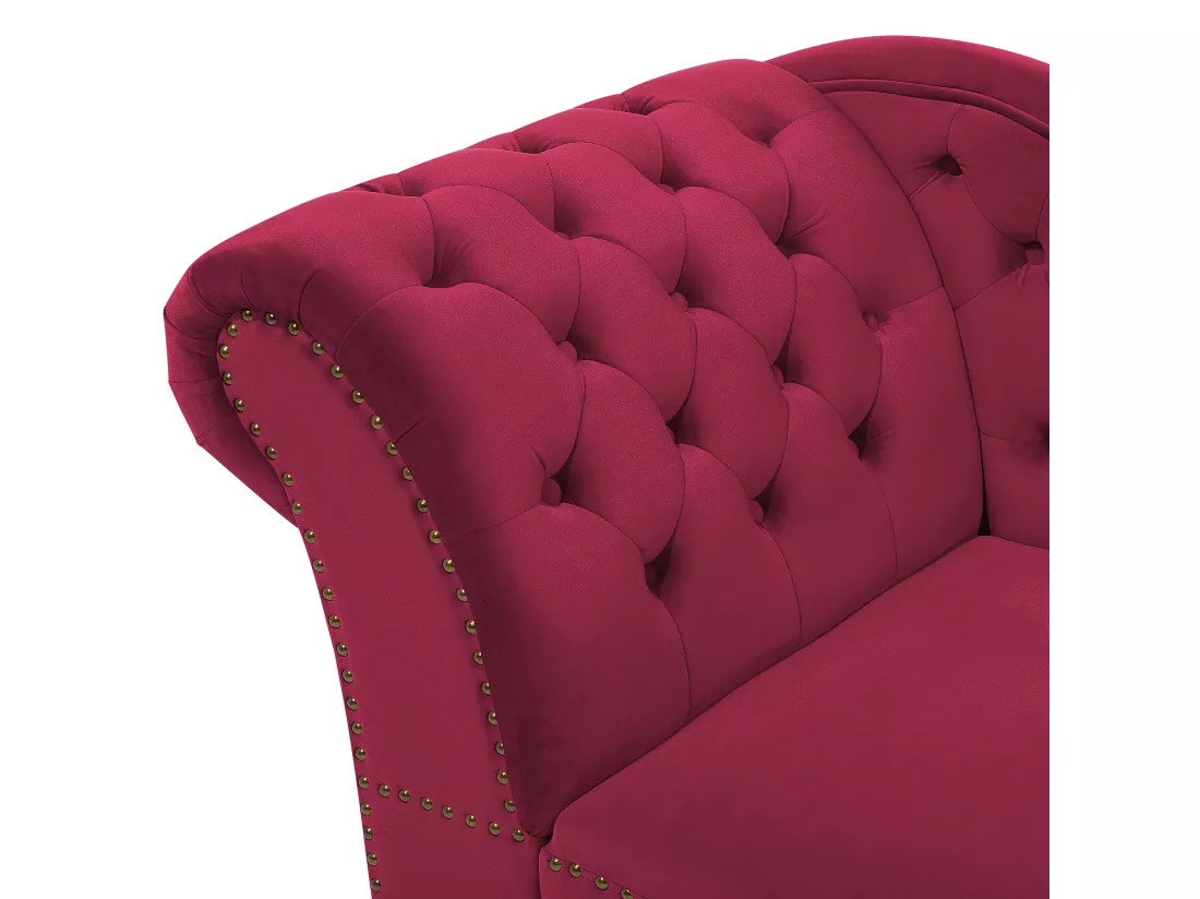 Méridienne en velours rouge bordeaux côté droite NIMES