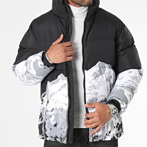 Doudoune Noir Blanc Camouflage
